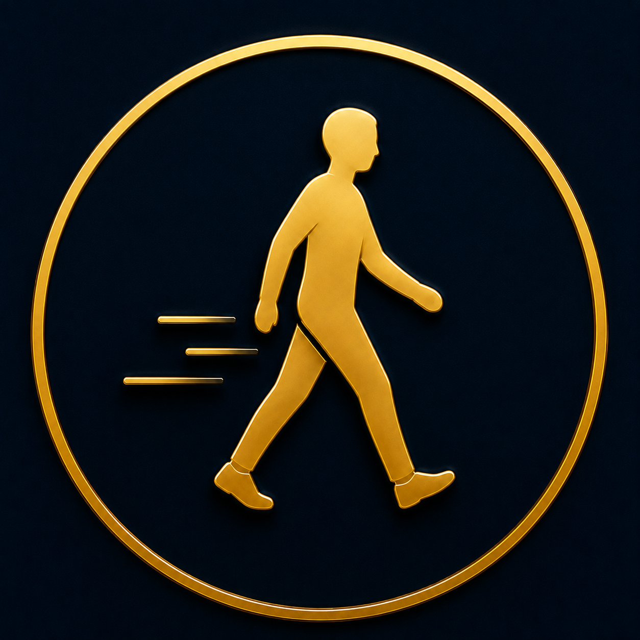 Gold walking person icon